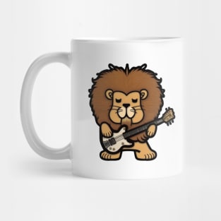 Lion Playing Bass Guitar Mug